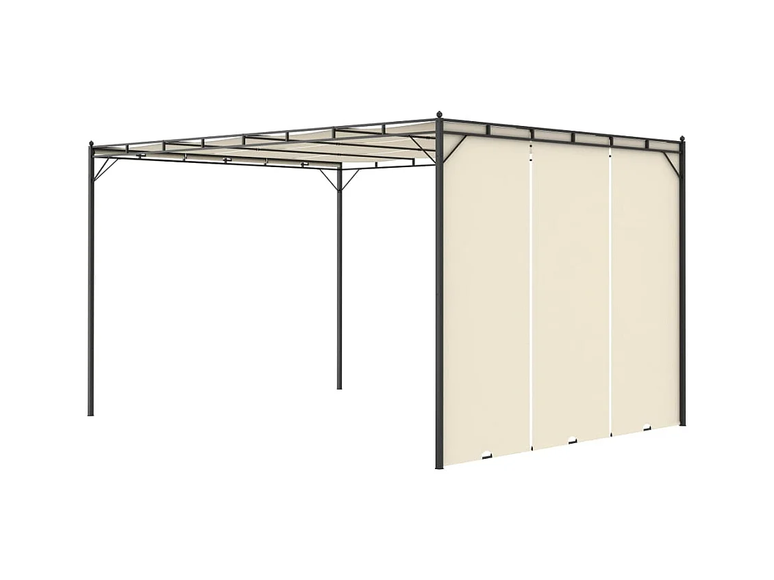 Cenador de jardín con cortina lateral 4x3x2,25 m Crema