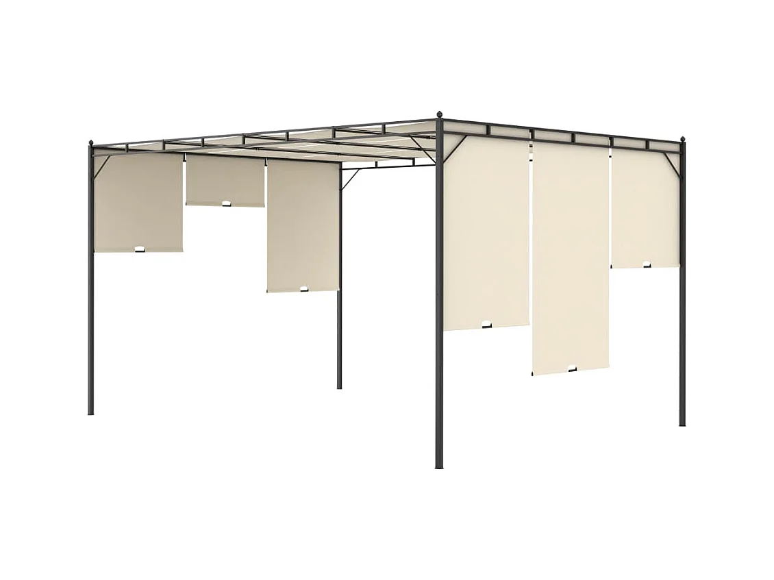 Cenador de jardín con cortina lateral 4x3x2,25 m Crema