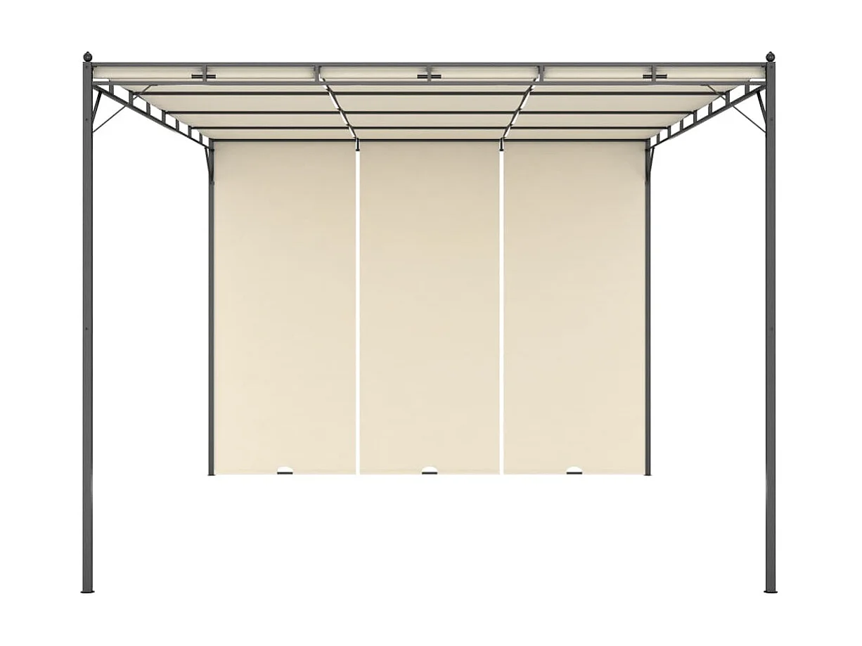 Cenador de jardín con cortina lateral 4x3x2,25 m Crema