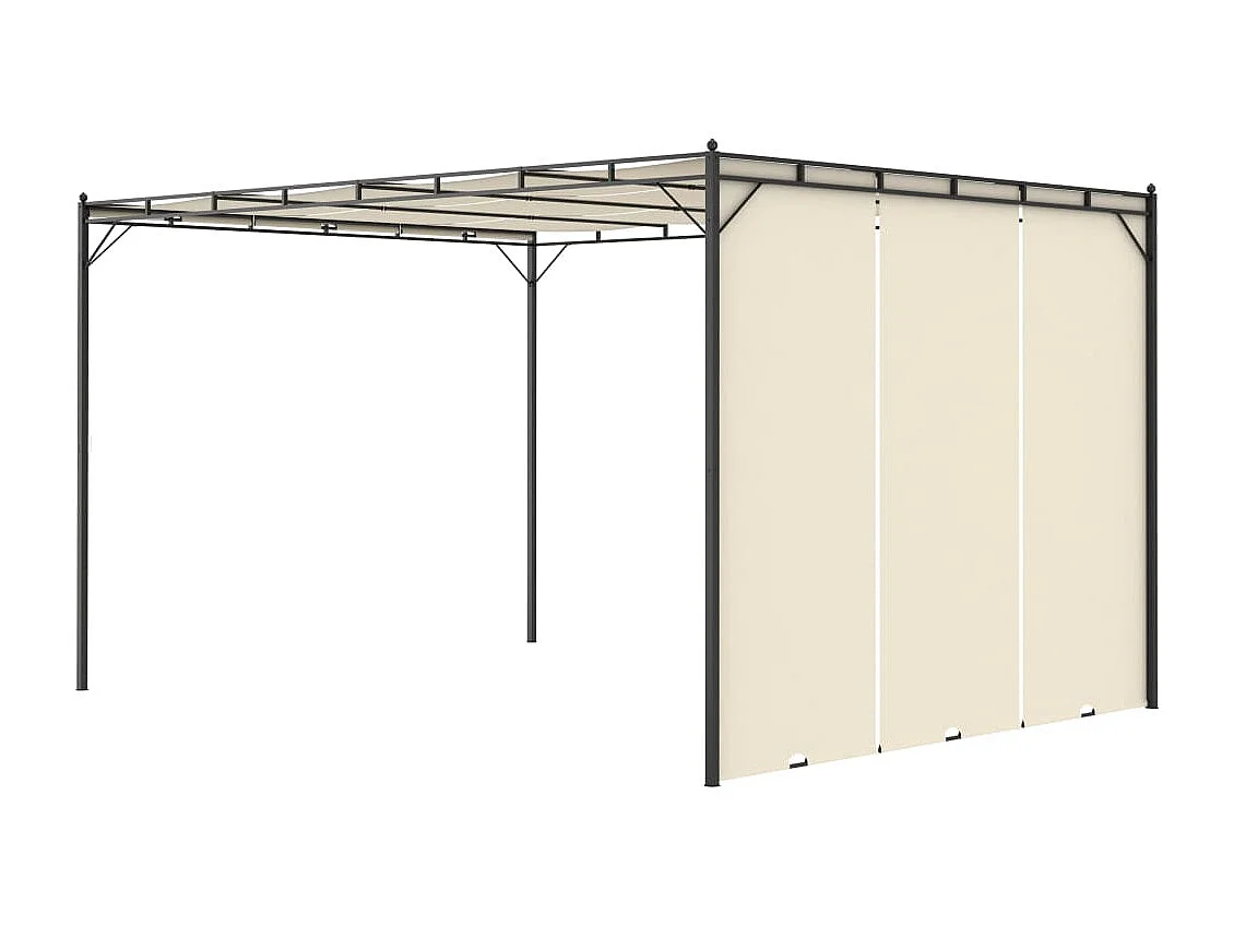 Cenador de jardín con cortina lateral 4x3x2,25 m Crema