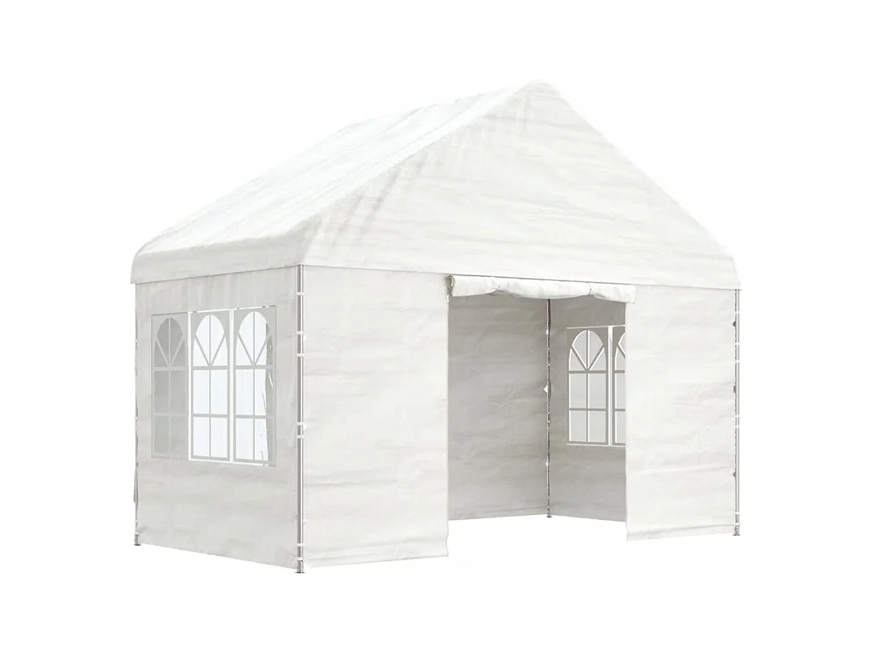 Gazebo con tetto bianco 4,08x2,23x3,22 m in polietilene