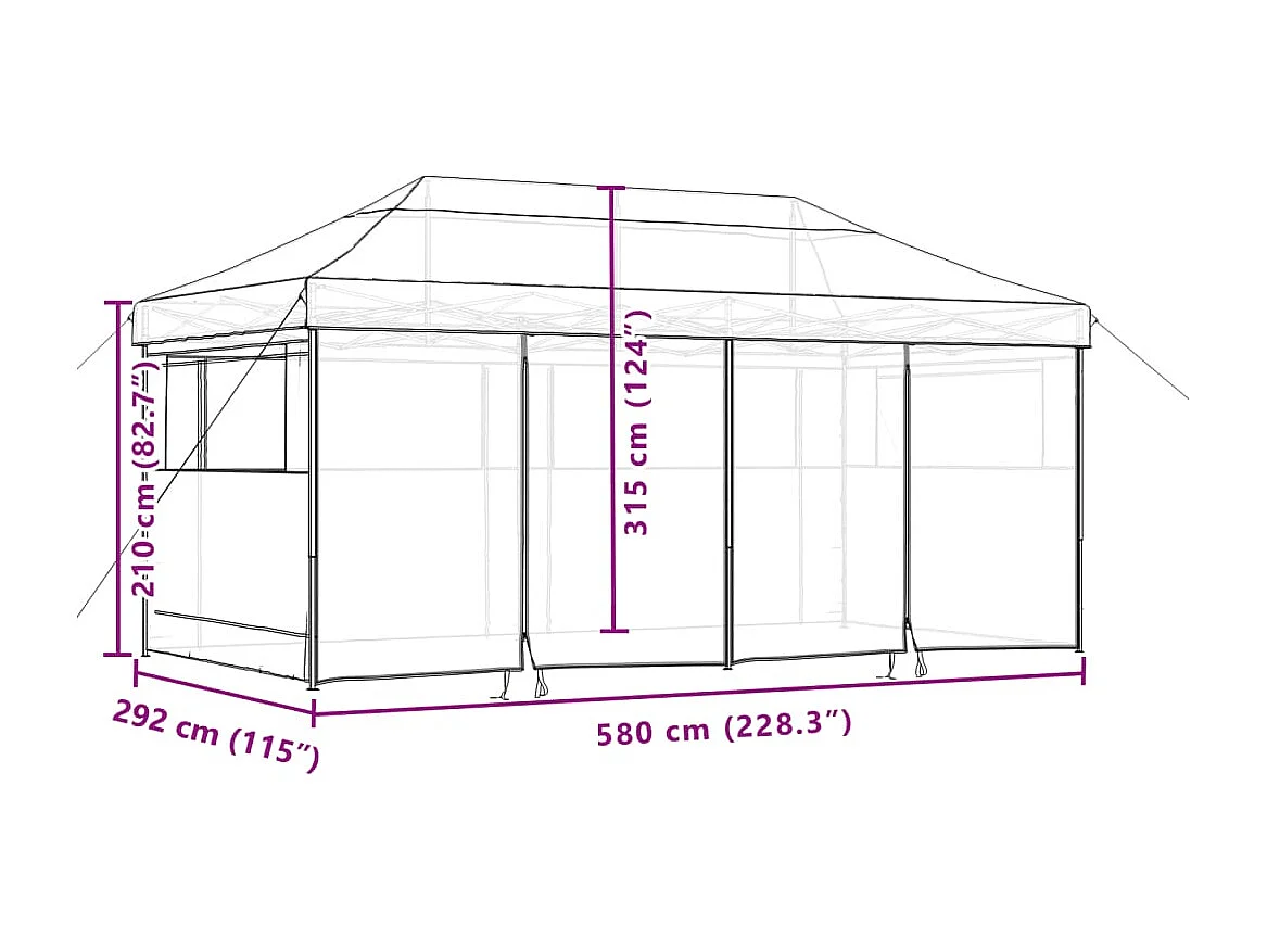 Carpa de recepción plegable emergente de 4 lados de color verde