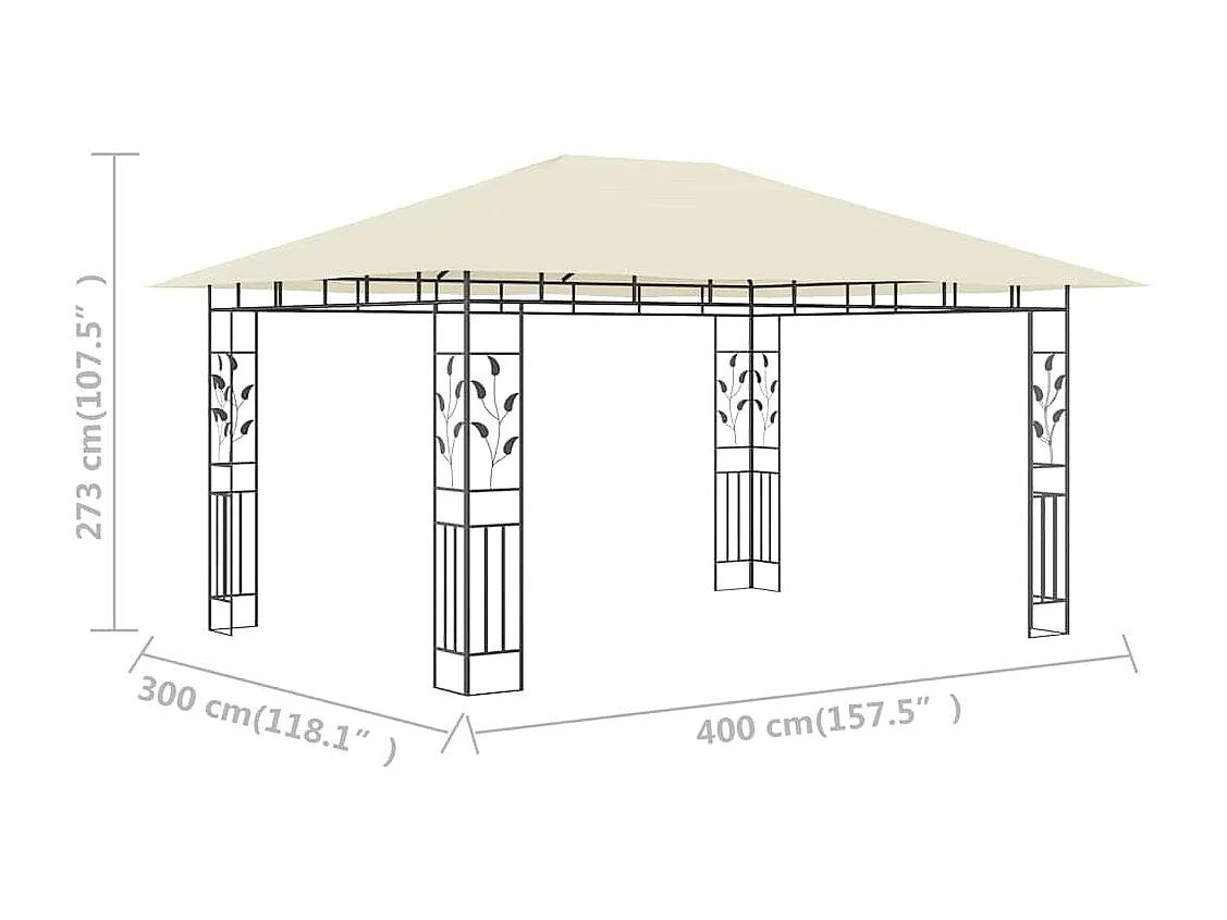 Cenador con mosquitera 4x3x2,73 m Crema 180 g/m²