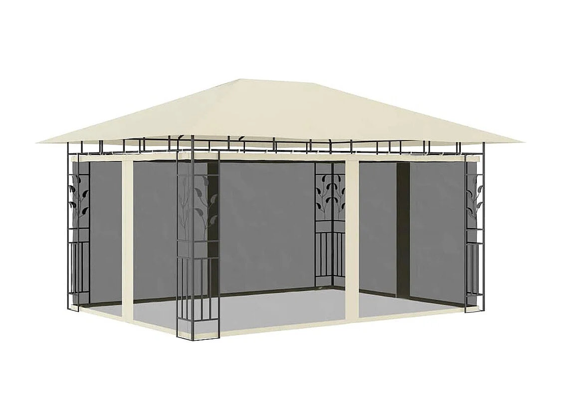 Gazebo con zanzariera 4x3x2,73 m Crema 180 g/m²
