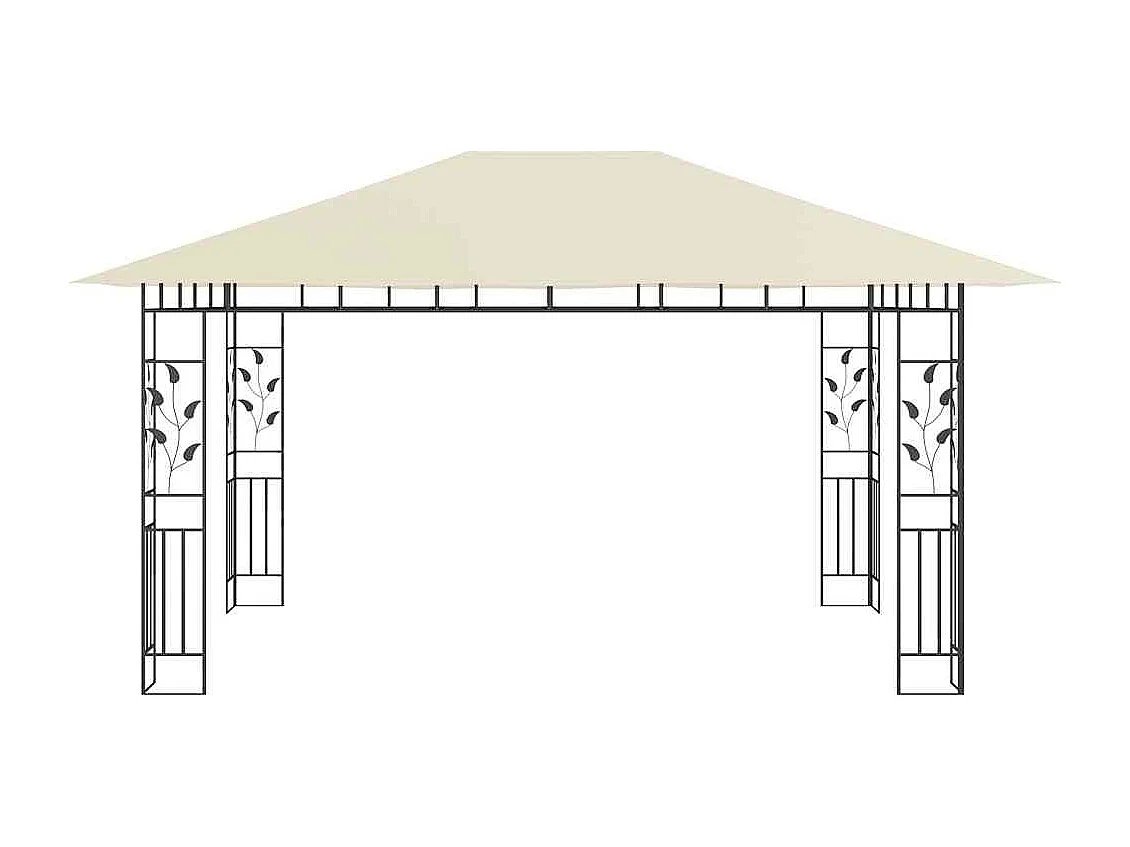 Gazebo con zanzariera 4x3x2,73 m Crema 180 g/m²