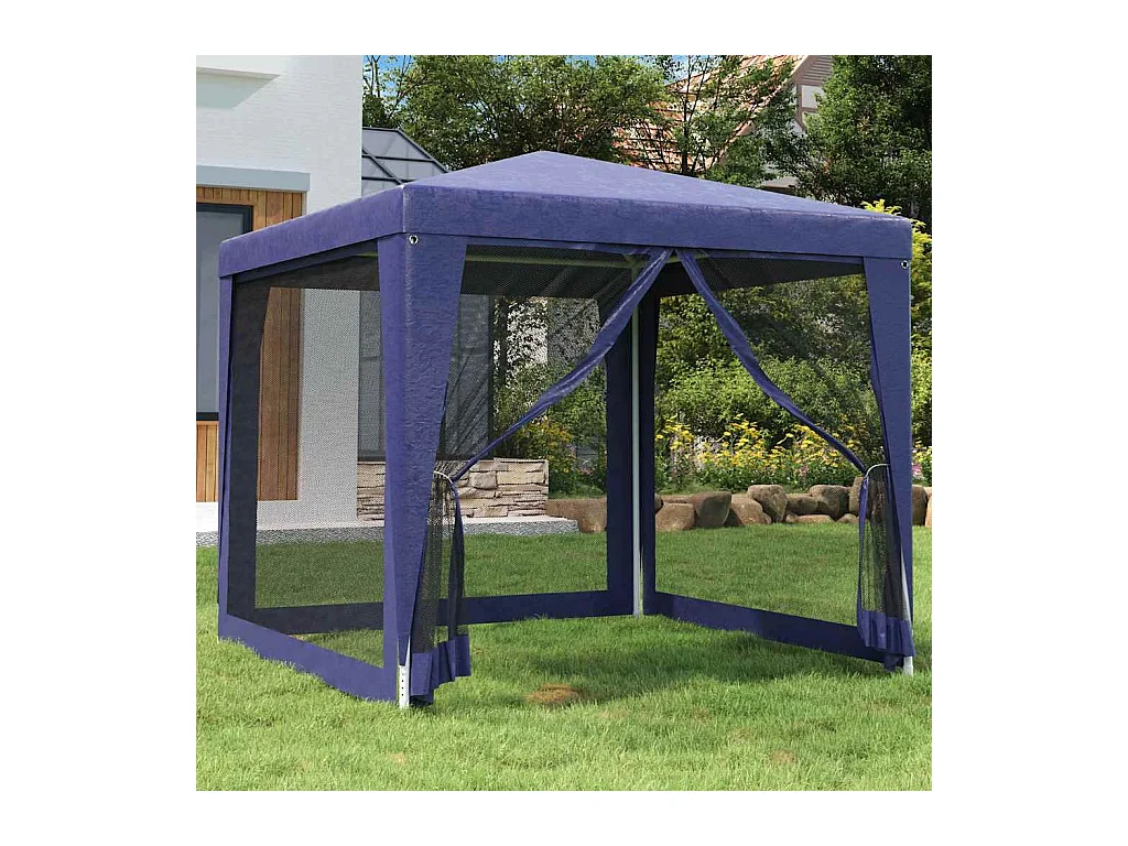 Carpa para fiestas con 4 paredes laterales de malla Azul 2,5x2,5 m