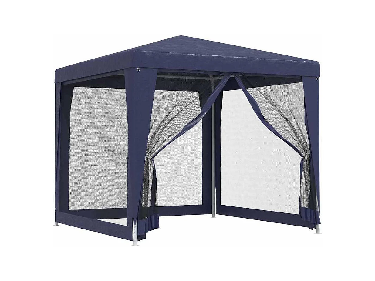 Carpa para fiestas con 4 paredes laterales de malla Azul 2,5x2,5 m