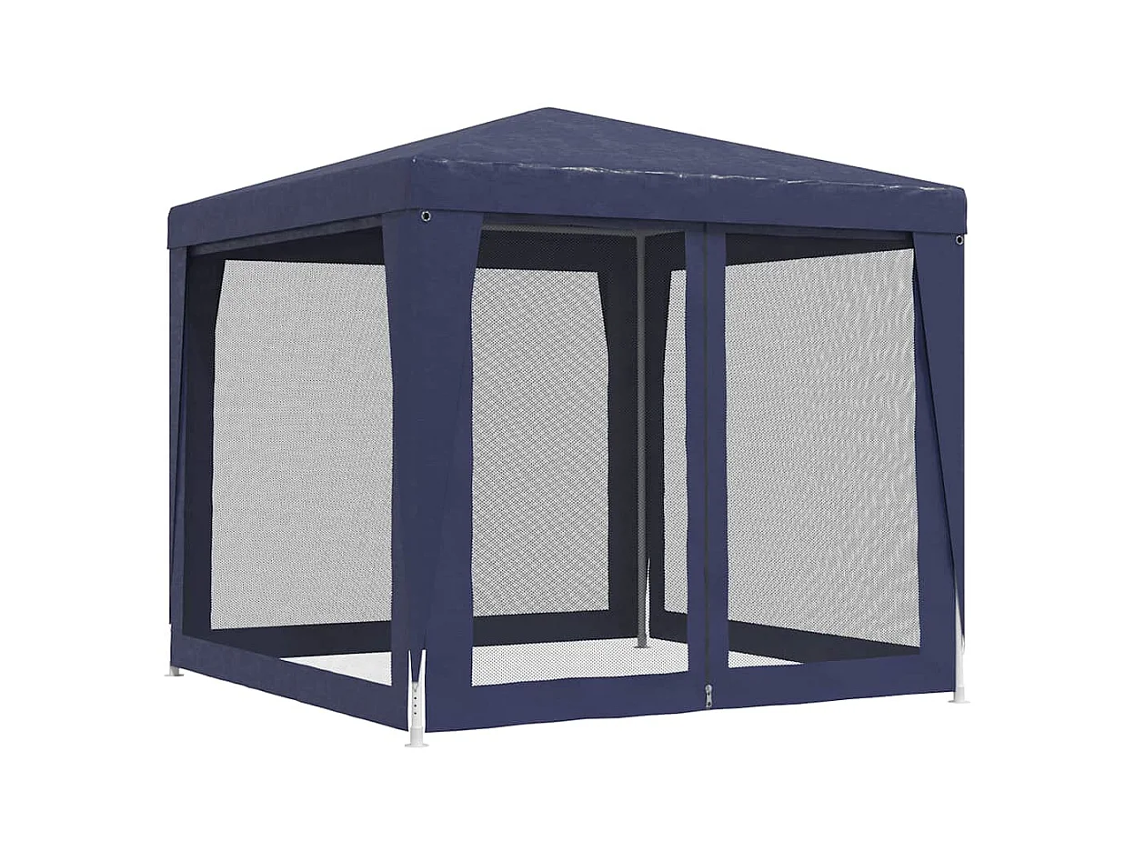 Carpa para fiestas con 4 paredes laterales de malla Azul 2,5x2,5 m