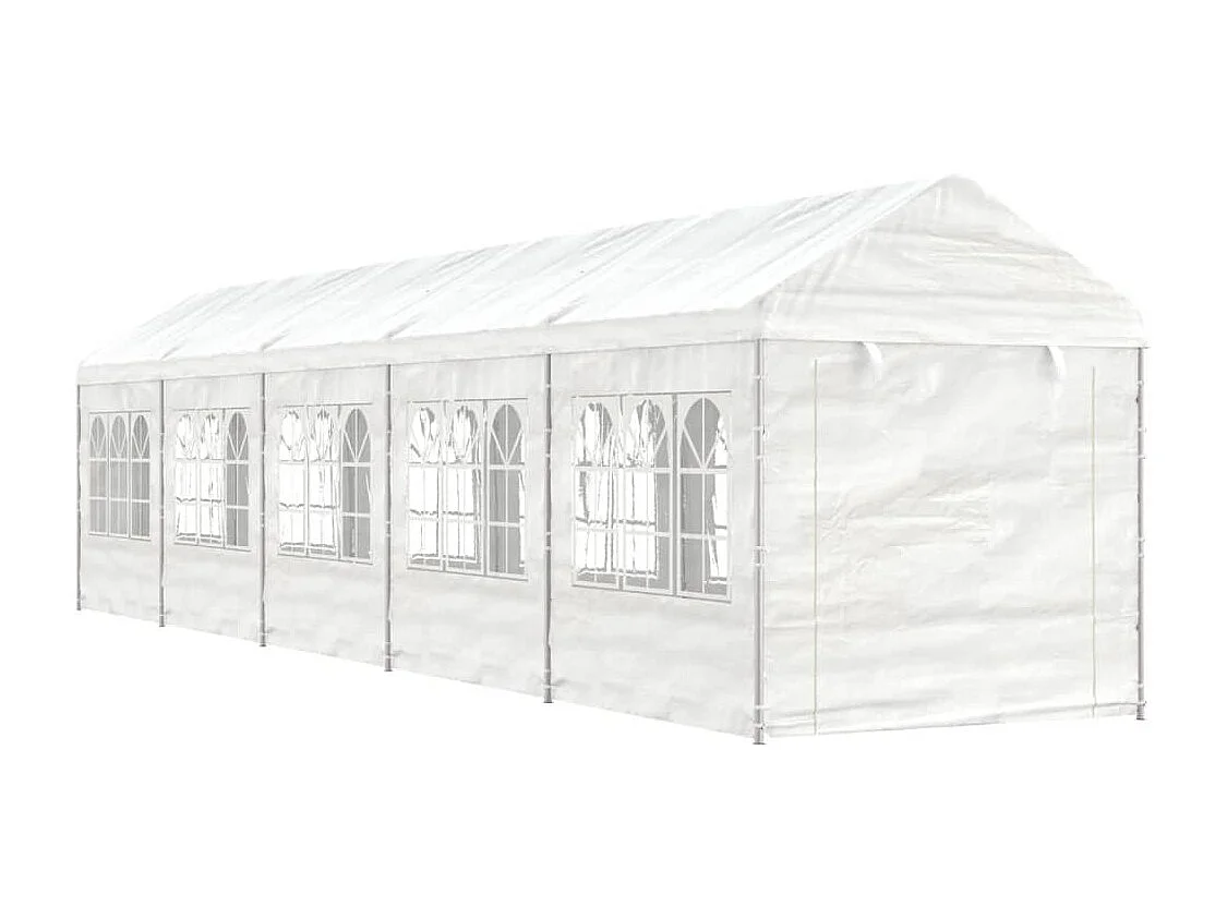 Cenador con techo blanco 11,15x2,28x2,69 m polietileno