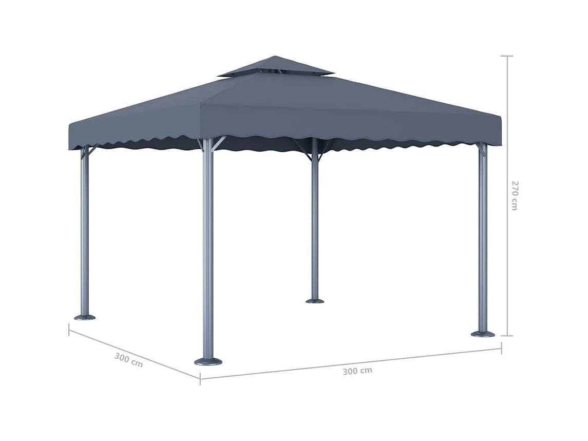 Cenador de aluminio antracita de 300 x 300 cm