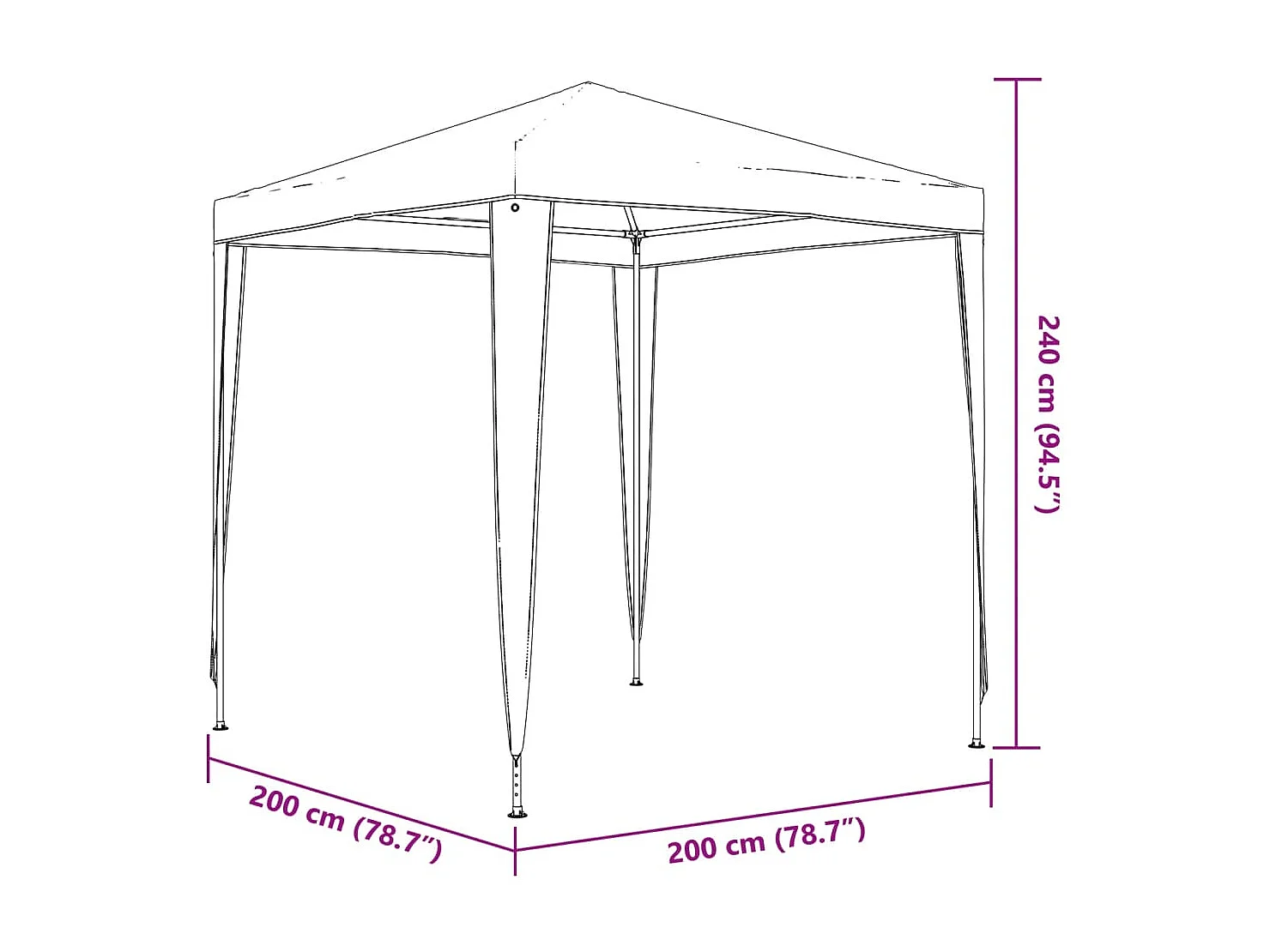 Carpa de recepción blanca de 2x2 m
