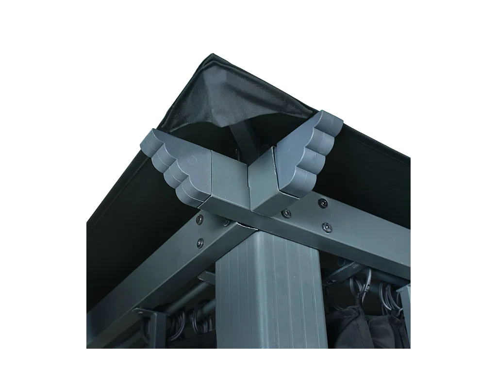 Pavillon mit Vorhang und LED-Beleuchtung 3x3 m Anthrazit Aluminium