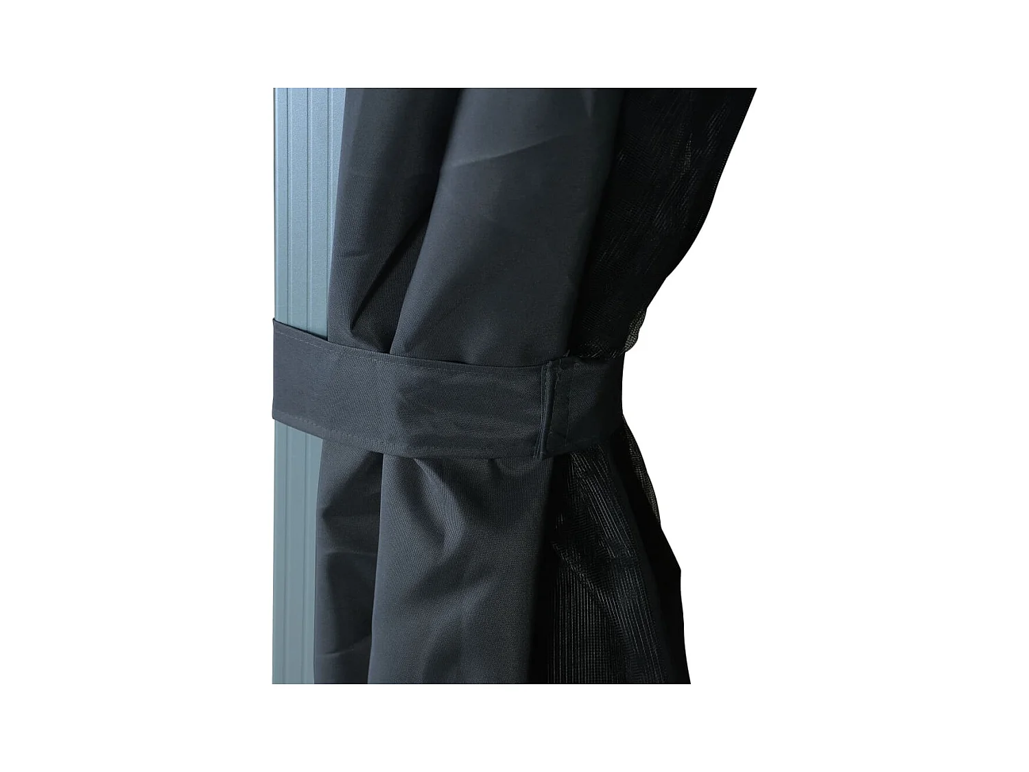 Pavillon mit Vorhang und LED-Beleuchtung 3x3 m Anthrazit Aluminium