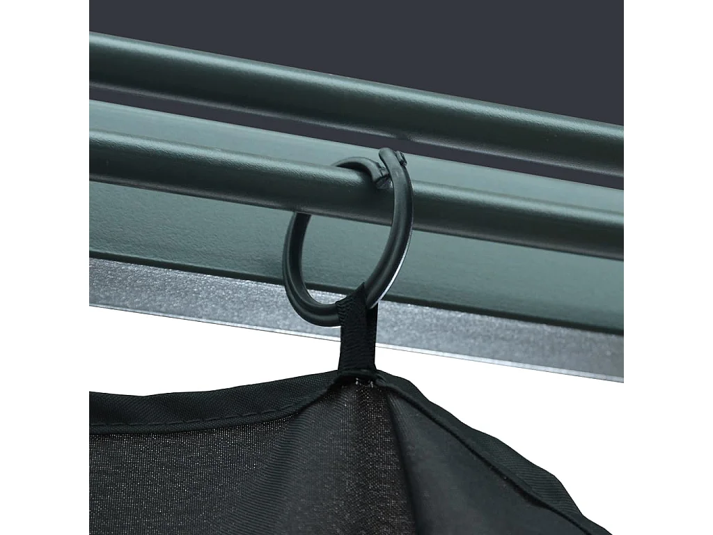 Tonnelle avec rideau et lumières LED 3x3 m Anthracite Aluminium