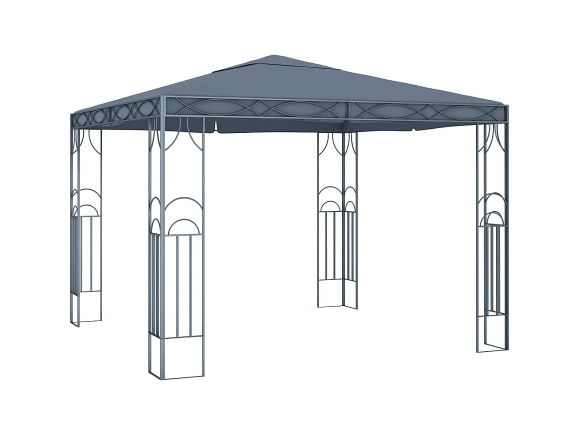 Cenador con guirnalda de luces LED 300x300 cm Antracita