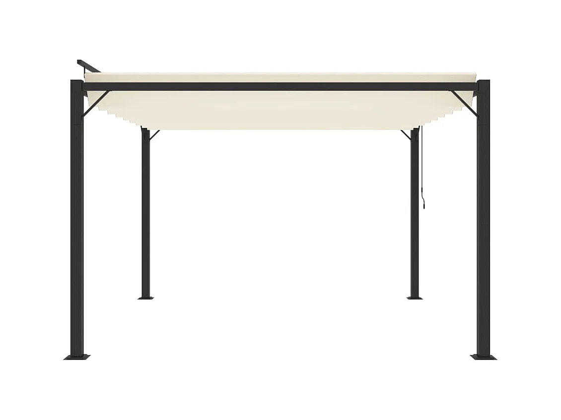 Gazebo de aluminio y lona color crema de 3 x 3 m con techo de lamas