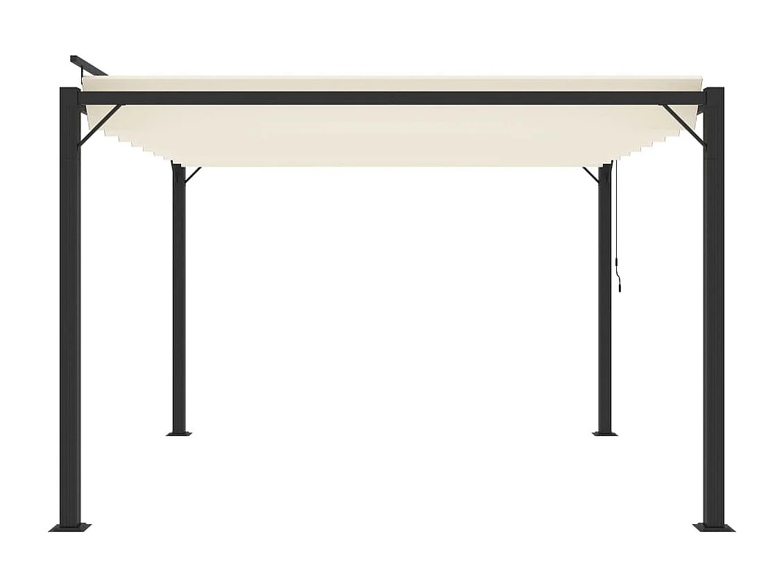 Gazebo de aluminio y lona color crema de 3 x 3 m con techo de lamas