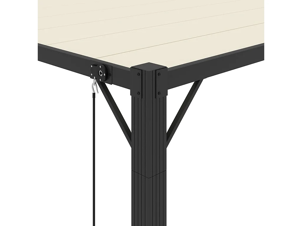 Gazebo de aluminio y lona color crema de 3 x 3 m con techo de lamas