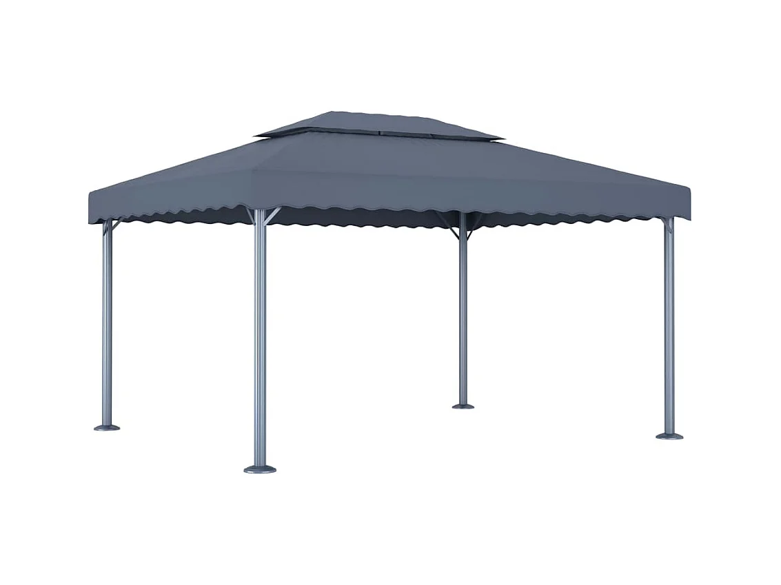 Pérgola y cadena de luces LED de aluminio antracita de 4 x 3 m