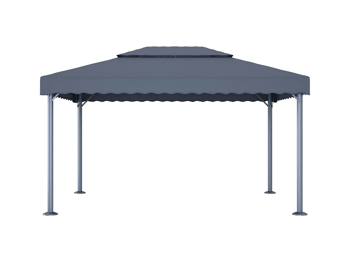 Pérgola y cadena de luces LED de aluminio antracita de 4 x 3 m