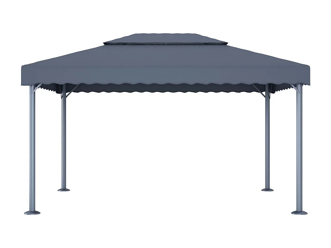 Pérgola y cadena de luces LED de aluminio antracita de 4 x 3 m