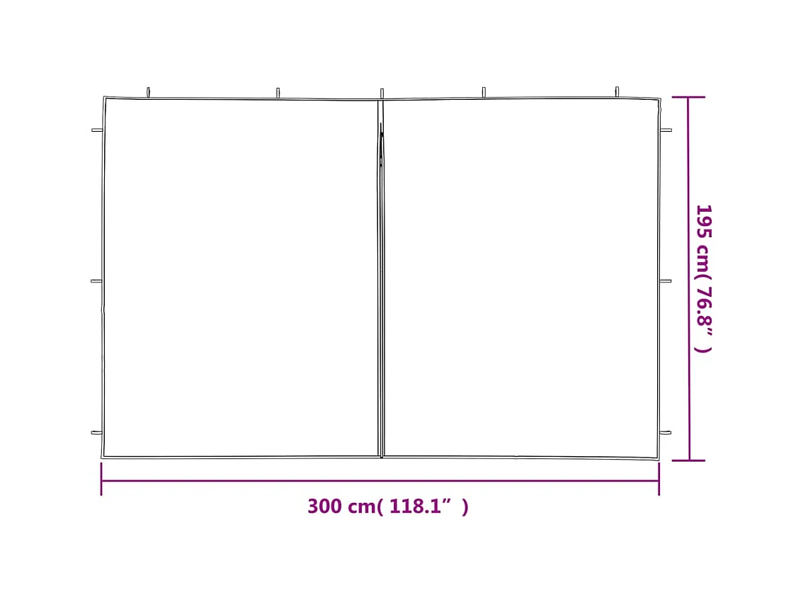 2er Partyzeltwand mit PE-Reißverschluss Anthrazit