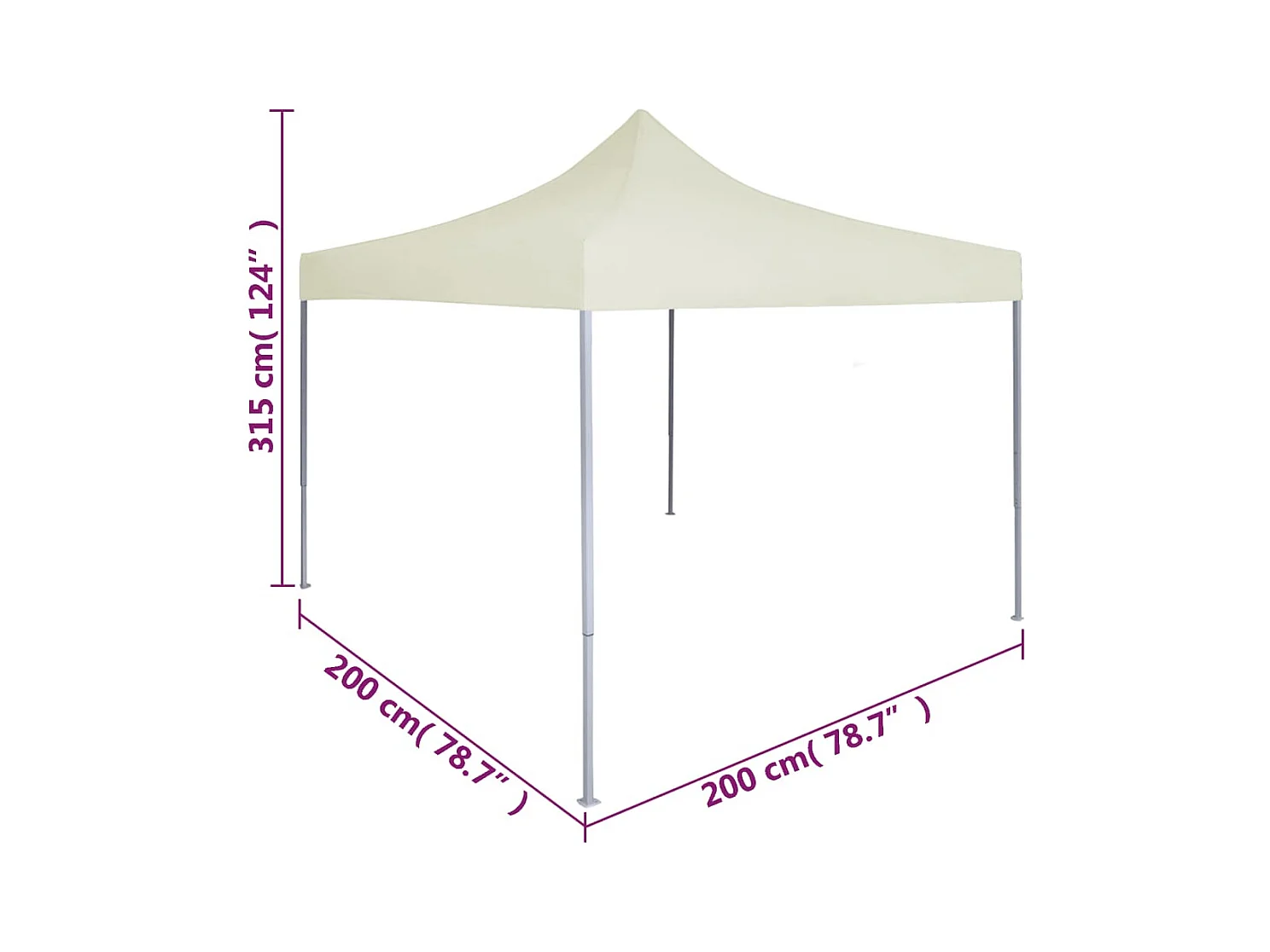 Carpa de recepción plegable profesional 2x2 m Acero Crema