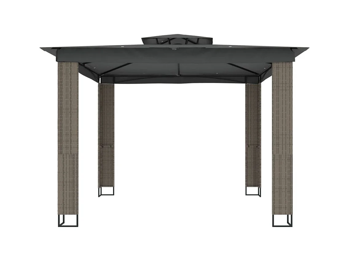 Anthrazitfarbener Doppeldachpavillon 2,94x2,94 m Stahl