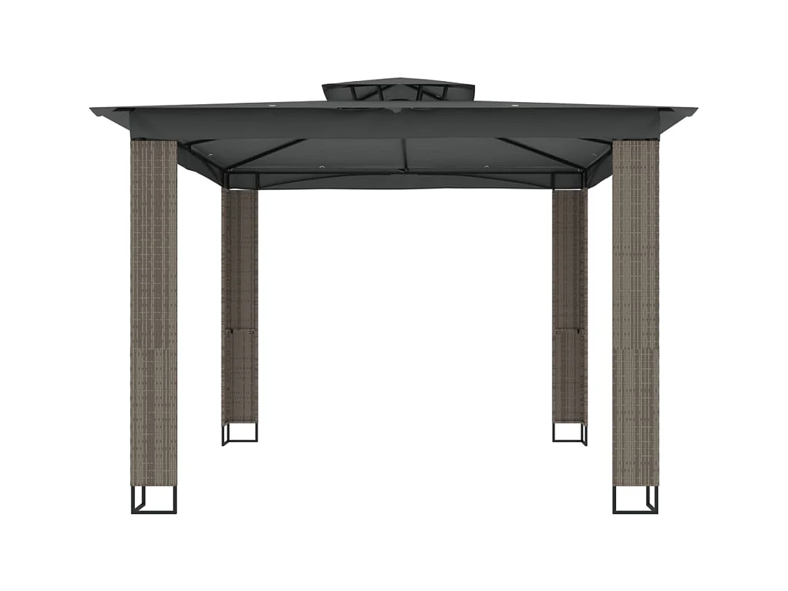 Anthrazitfarbener Doppeldachpavillon 2,94x2,94 m Stahl