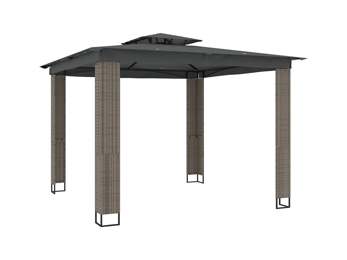 Anthrazitfarbener Doppeldachpavillon 2,94x2,94 m Stahl