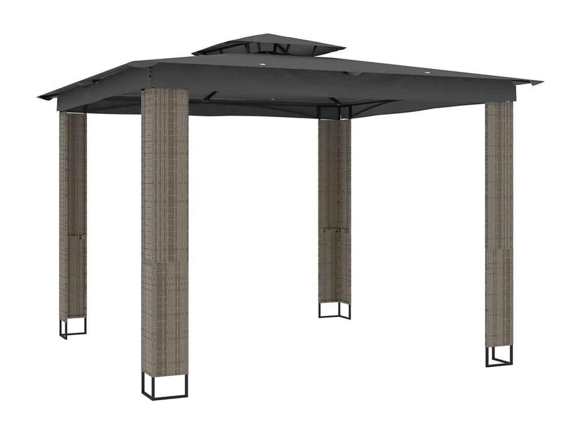 Cenador de doble techo antracita 2,94x2,94 m de acero