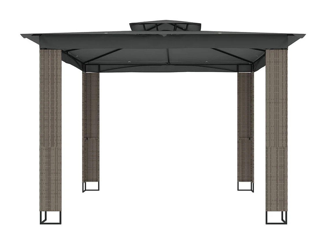 Cenador de doble techo antracita 2,94x2,94 m de acero