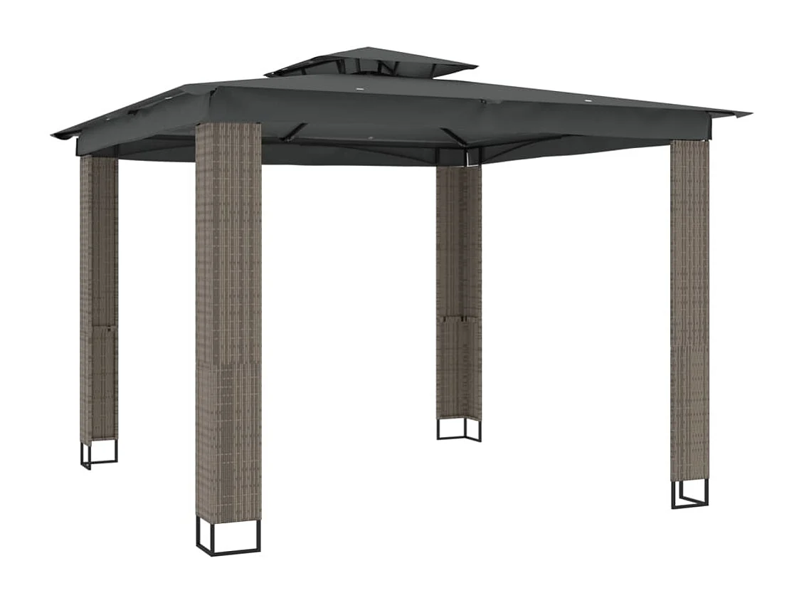 Cenador de doble techo antracita 2,94x2,94 m de acero