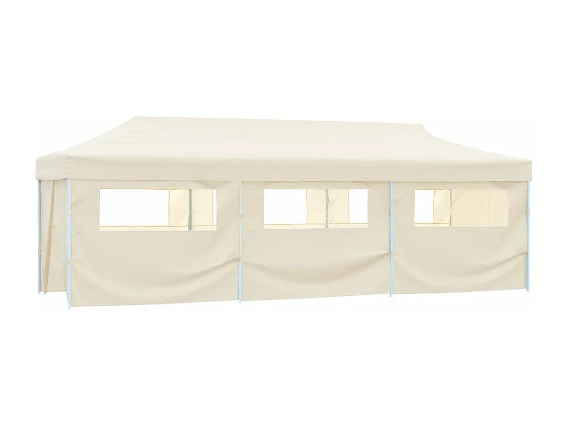 Tenda pieghevole per ricevimenti con 8 pareti 870x291x315 cm Bianco sporco