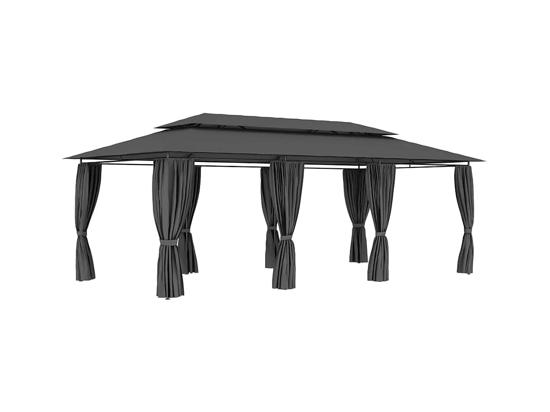 Pavillon mit Vorhängen 600x298x270 cm Anthrazit