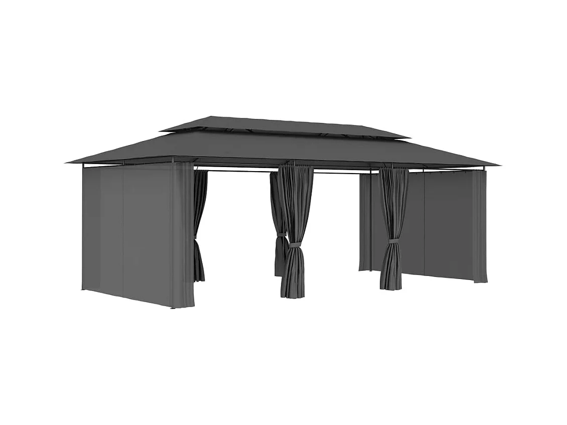 Pavillon mit Vorhängen 600x298x270 cm Anthrazit