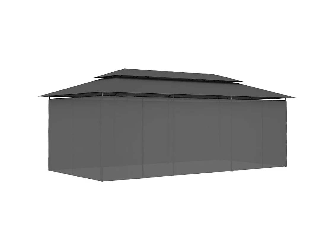 Pavillon mit Vorhängen 600x298x270 cm Anthrazit