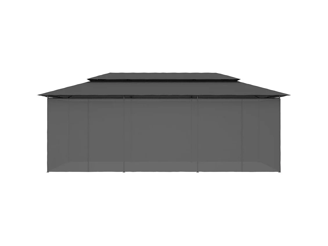 Pavillon mit Vorhängen 600x298x270 cm Anthrazit