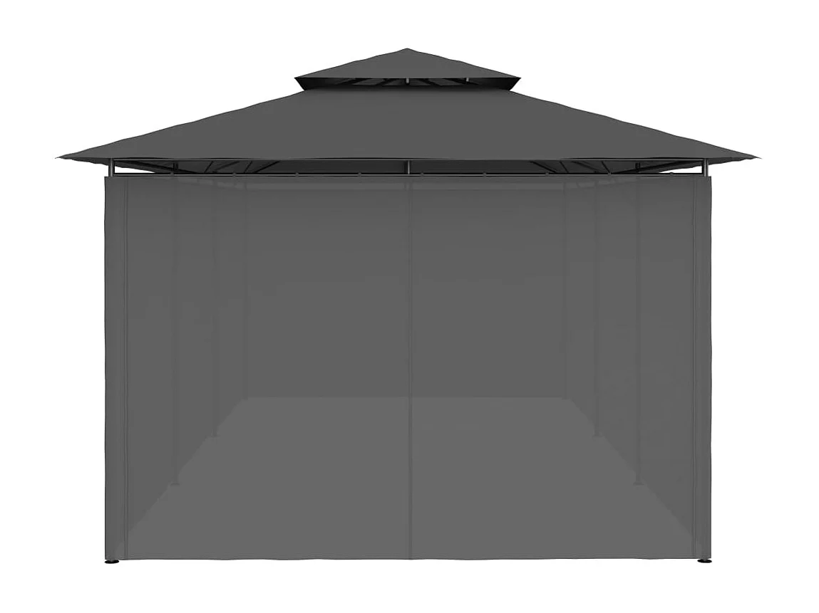 Pavillon mit Vorhängen 600x298x270 cm Anthrazit