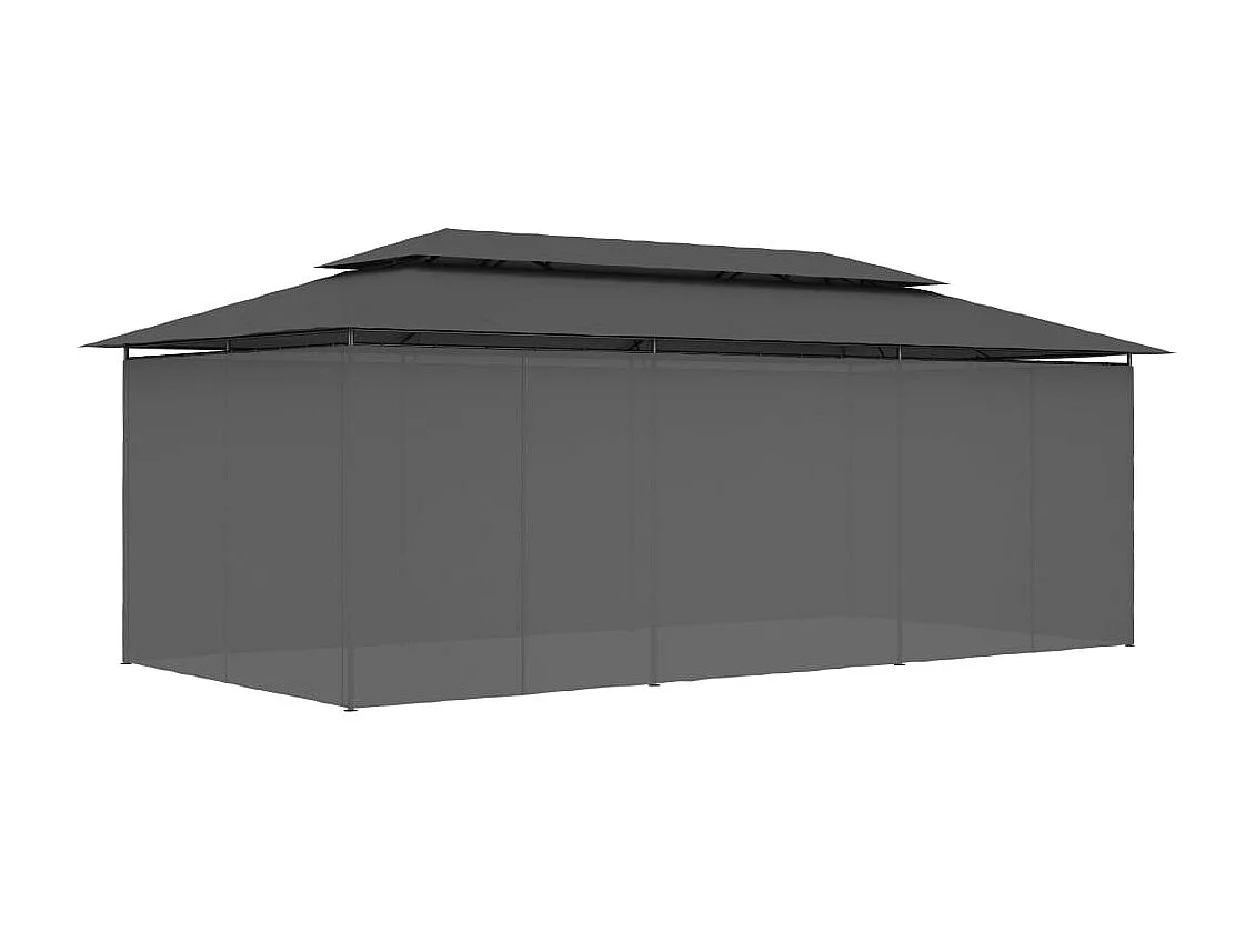 Cenador con cortinas 600x298x270 cm Antracita