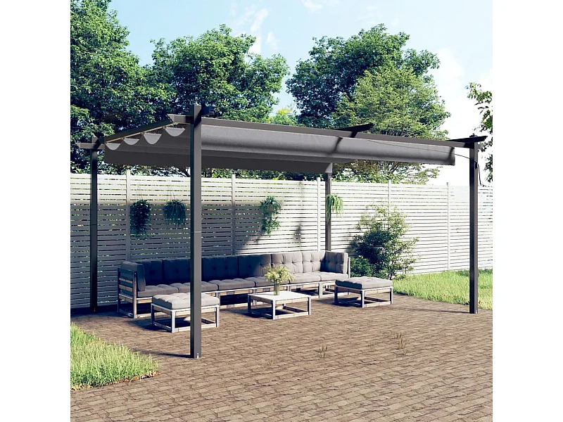 Cenador de jardín con techo retráctil 4x3 m Antracita