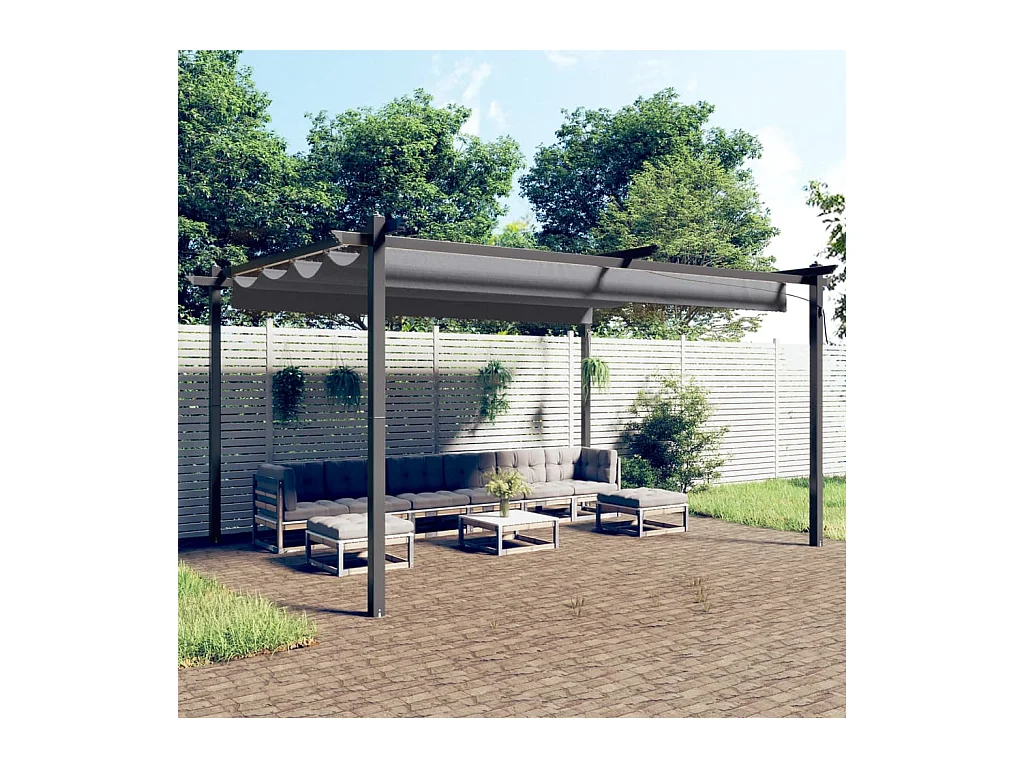 Cenador de jardín con techo retráctil 4x3 m Antracita