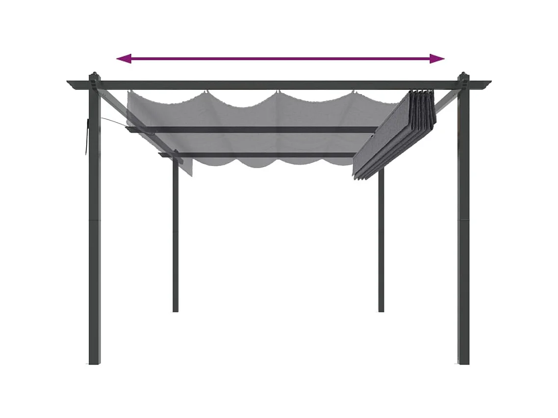 Cenador de jardín con techo retráctil 4x3 m Antracita