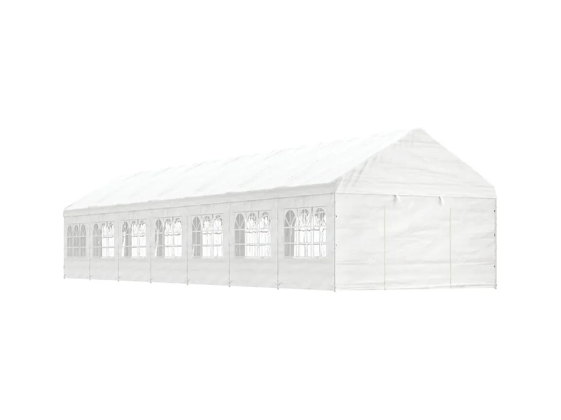 Gazebo con tetto bianco 15,61x4,08x3,22 m in polietilene