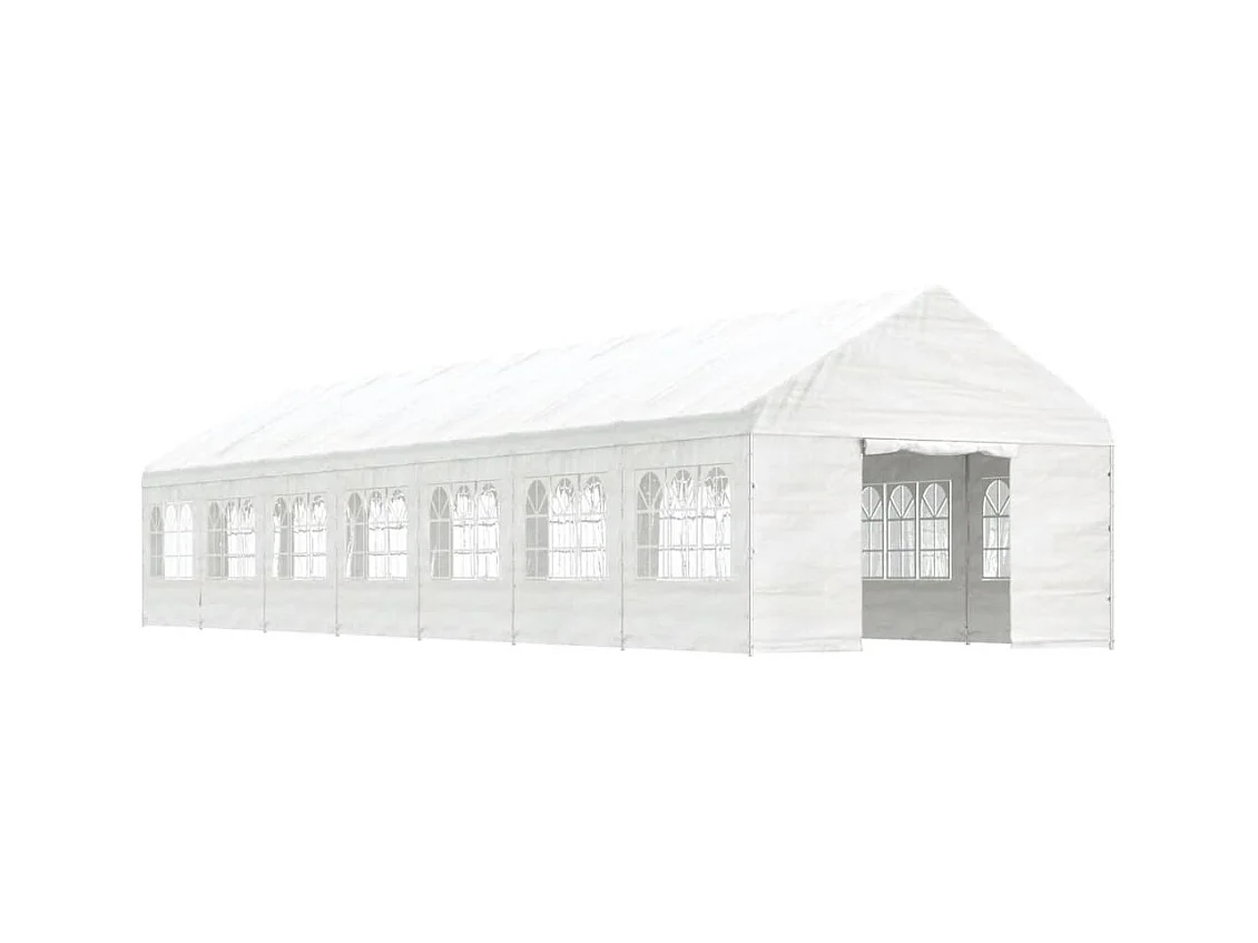 Gazebo con tetto bianco 15,61x4,08x3,22 m in polietilene