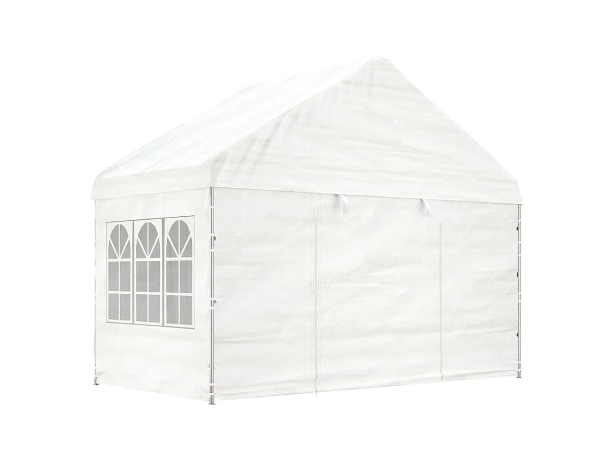 Gazebo con tetto bianco 15,61x4,08x3,22 m in polietilene