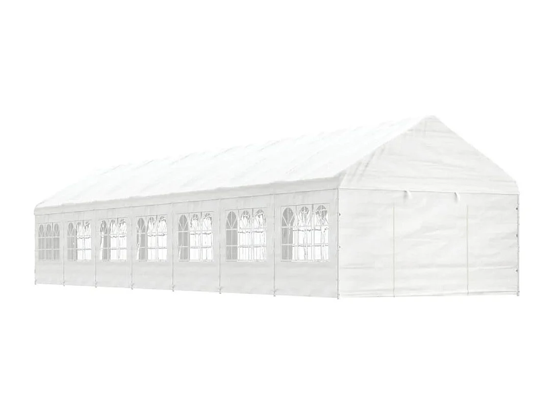 Gazebo con tetto bianco 15,61x4,08x3,22 m in polietilene