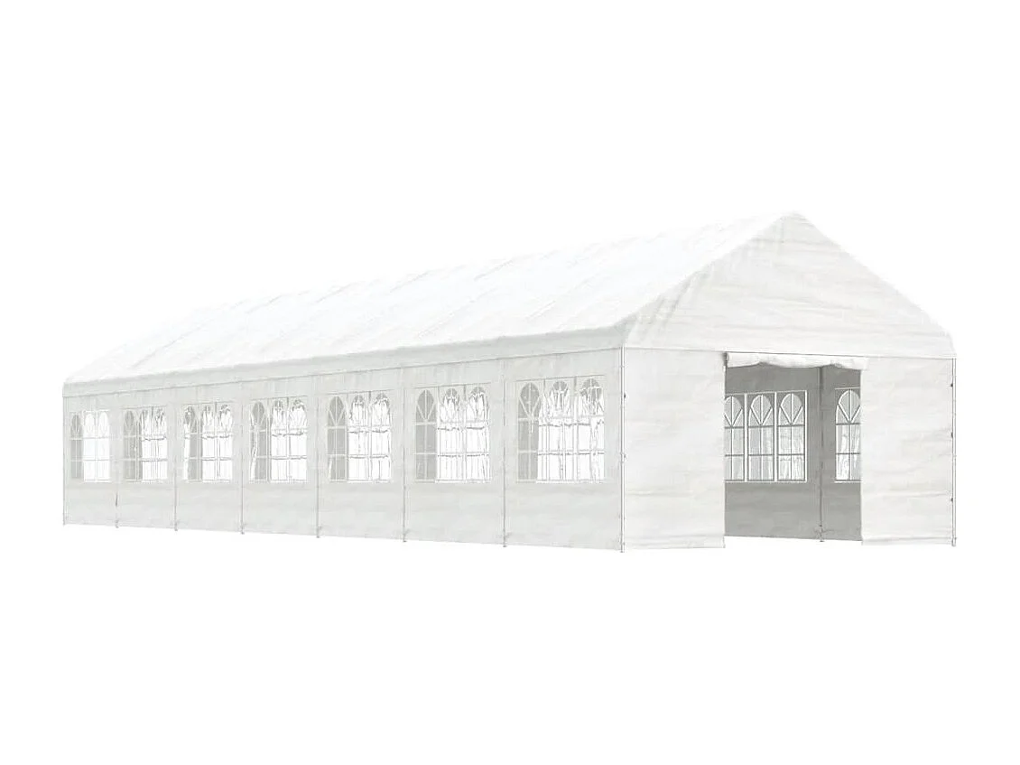 Gazebo con tetto bianco 15,61x4,08x3,22 m in polietilene