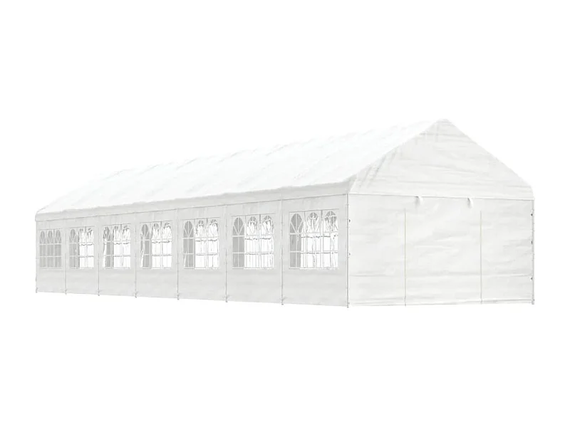 Gazebo con tetto bianco 15,61x4,08x3,22 m in polietilene