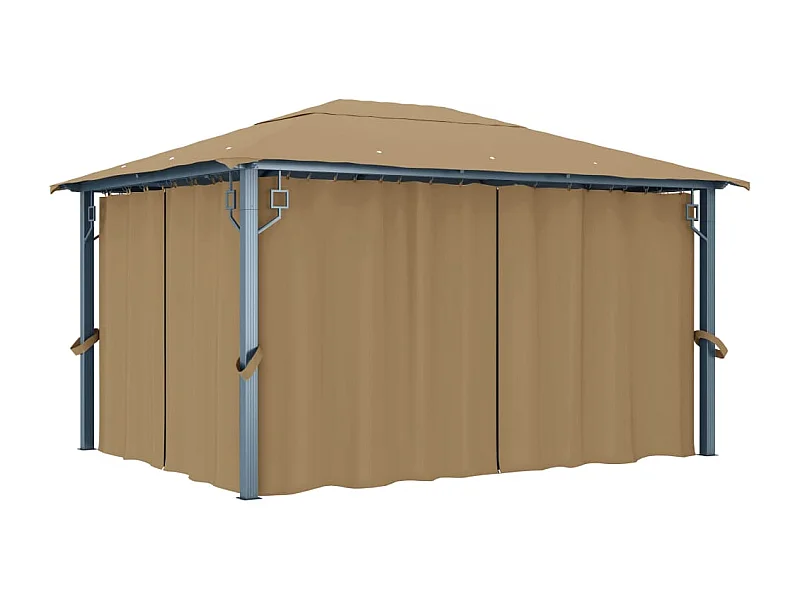 Gazebo con cortina 400x300 cm Aluminio Taupe